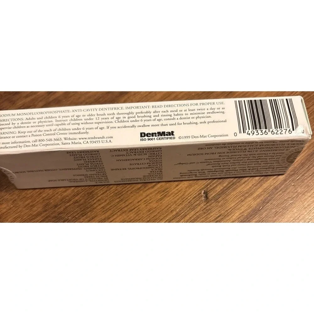 Rembrandt Naturals Whitening Fluoride Raspberry Mint 3 Oz NIB Vtg & Discoed 1999